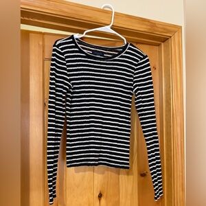 American Eagle Soft and Sexy Black White Striped Long Sleeve Shirt Size XS